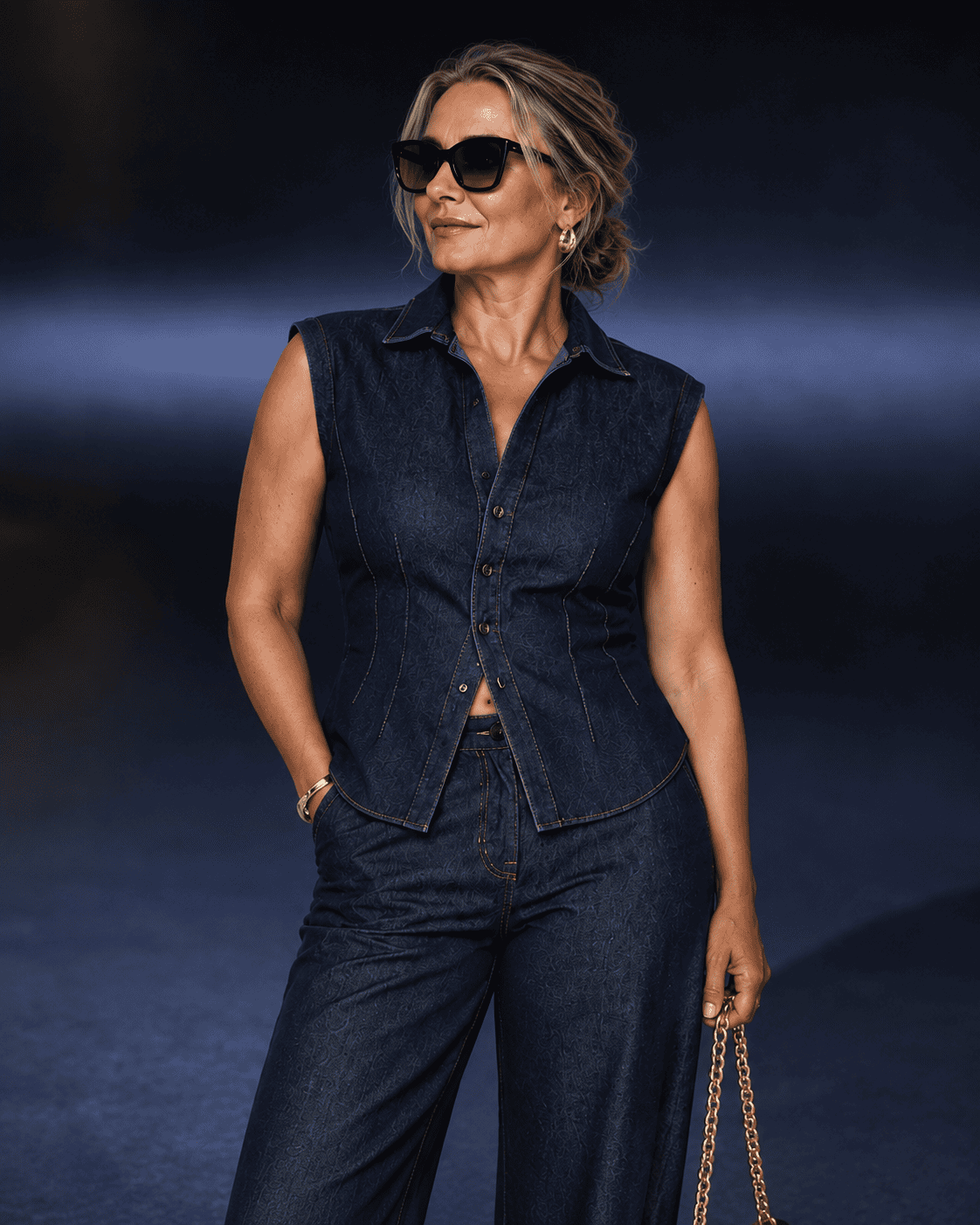Fitted Top -blau